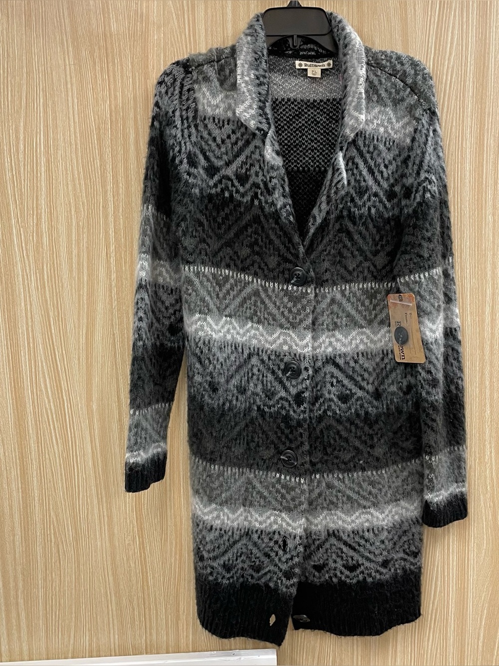 Ruff Hewn gray print coat size Large Petite NEW